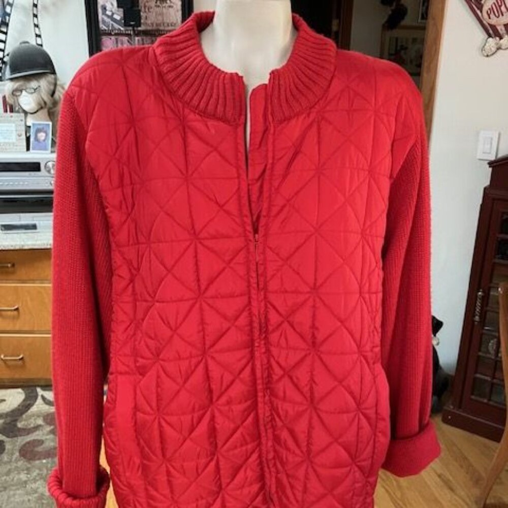Coldwater Creek quilted zipper sweater jacket